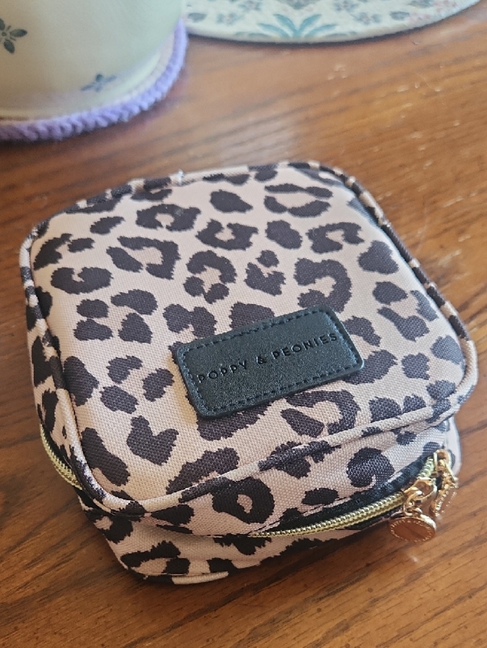 Poppy & Peonies Pink and Black Leopard Print Jewelry Case - Picture 2 of 5